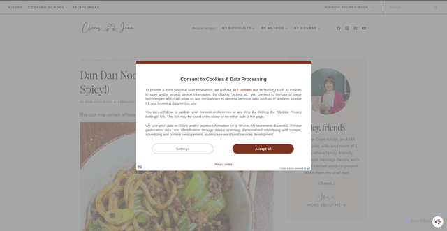 Security scan screenshot of https://www.jenn-smith.com/dan-dan-noodles-anyone-can-make/?srsltid=AfmBOoqjvJzUqgqwrwaIGCdcjDrLfqE8jV9KmQdo3vvddE82M08TjPIS