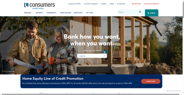 Security scan screenshot of https://www.consumerscu.org/