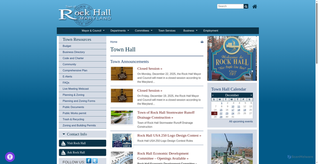 Security scan screenshot of https://www.rockhallmd.com/town-hall