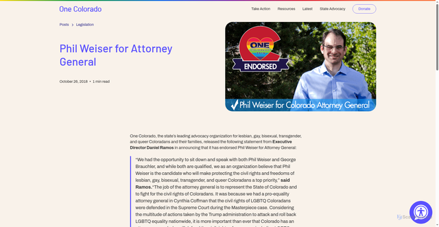 Security scan screenshot of https://www.one-colorado.org/latest/phil-weiser-for-attorney-general