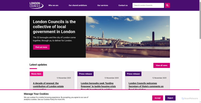 Security scan screenshot of https://www.londoncouncils.gov.uk/