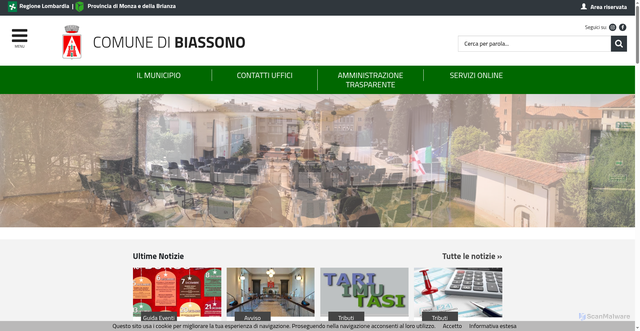 Security scan screenshot of https://www.biassono.org/servizi/notizie/notizie_homepage.aspx