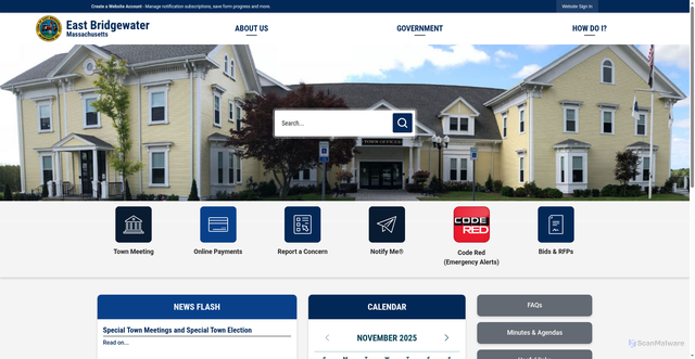 Security scan screenshot of https://eastbridgewaterma.gov/