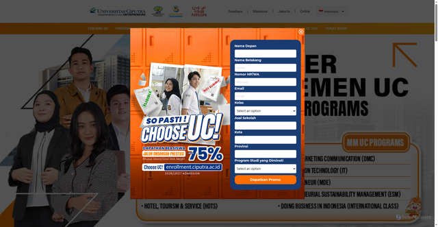Security scan screenshot of https://uc.ac.id