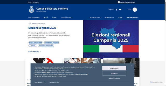 Security scan screenshot of https://www.comune.nocera-inferiore.sa.it/