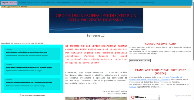 Security scan screenshot of https://www.ostetrichemessina.it/