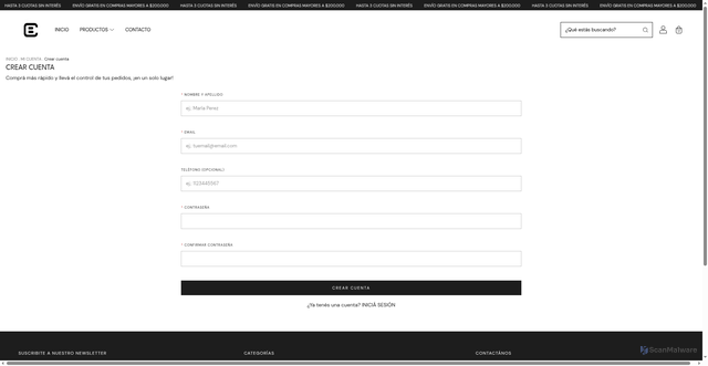 Security scan screenshot of https://caloblack.com.ar/account/register