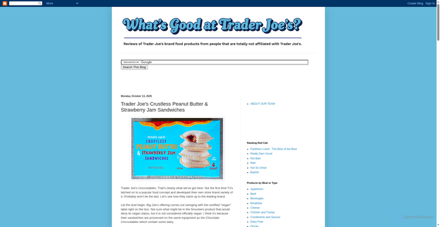 Security scan screenshot of https://www.whatsgoodattraderjoes.com/2025/10/trader-joes-crustless-peanut-butter.html