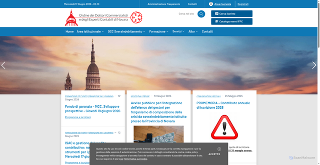 Security scan screenshot of https://www.commercialistinovara.it