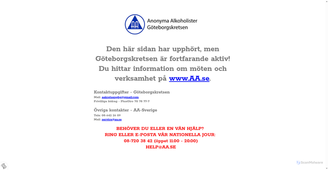 Security scan screenshot of https://aa-goteborg.se