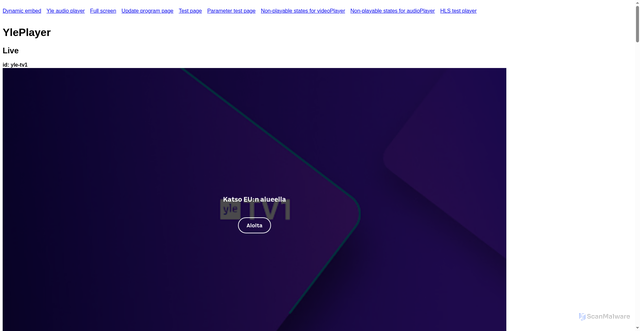 Security scan screenshot of https://player-v2.yle.fi/