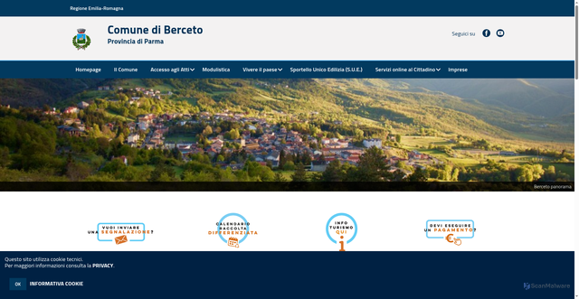 Security scan screenshot of https://www.comune.berceto.pr.it/hh/index.php