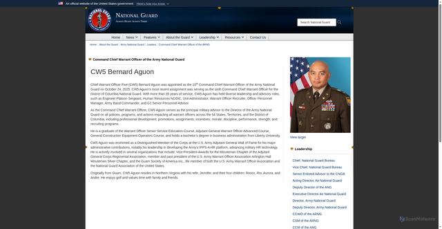 Security scan screenshot of https://www.nationalguard.mil/About-the-Guard/Army-National-Guard/Leaders/Command-Chief-Warrant-Officer-of-the-ARNG/