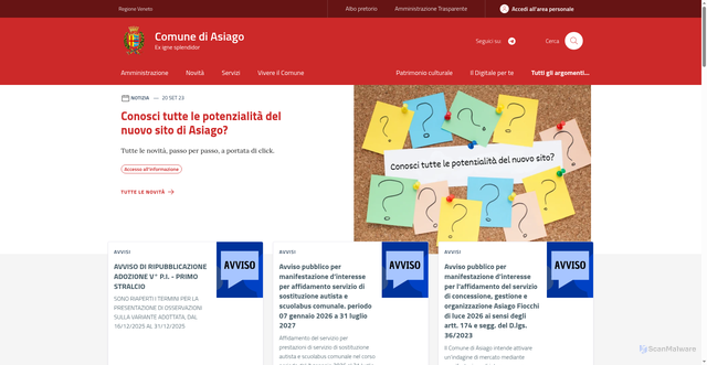 Security scan screenshot of https://www.comune.asiago.vi.it/
