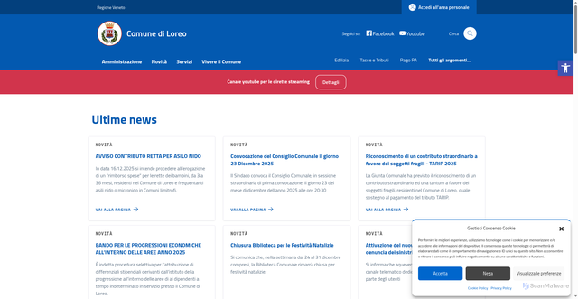 Security scan screenshot of https://comune.loreo.ro.it/