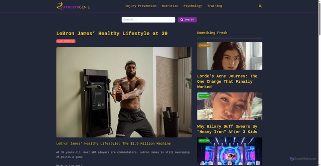 Security scan screenshot of https://athletegenie.pages.dev/posts/le-bron-james-healthy-lifestyle-at-39