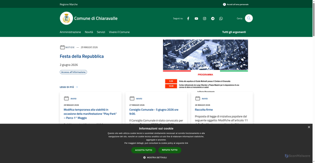 Security scan screenshot of https://www.comune.chiaravalle.an.it