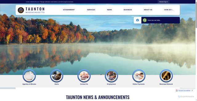 Security scan screenshot of https://taunton-ma.gov/