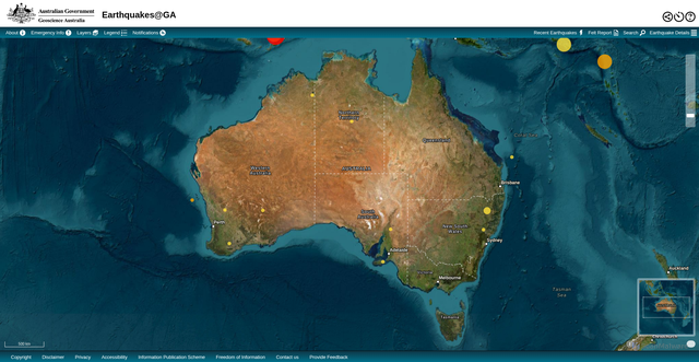 Security scan screenshot of https://earthquakes.ga.gov.au/