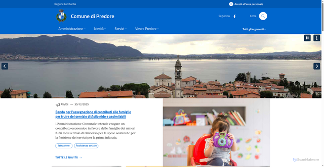 Security scan screenshot of https://www.comune.predore.bg.it/