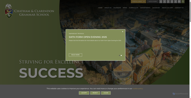 Security scan screenshot of https://www.ccgrammarschool.co.uk/
