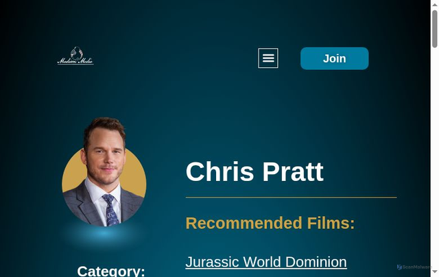 Security scan screenshot of https://www.madisonmedia.org/curator/chris-pratt/
