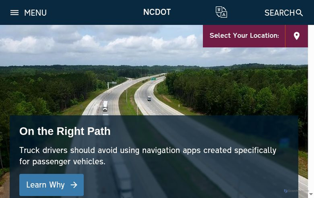 Security scan screenshot of https://www.ncdot.gov/Pages/default.aspx