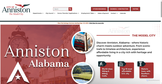 Security scan screenshot of https://annistonal.gov/