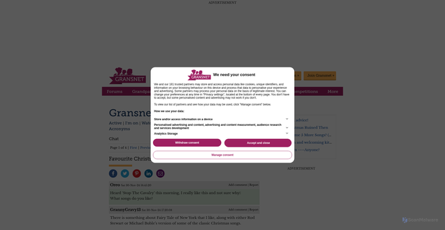 Security scan screenshot of https://www.gransnet.com/forums/chat/1342931-Favourite-Christmas-Songs