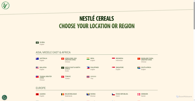 Security scan screenshot of https://www.nestle-cereals.com/