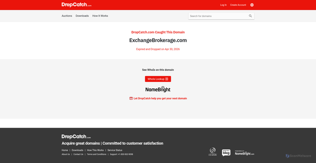 Security scan screenshot of http://exchangebrokerage.com/