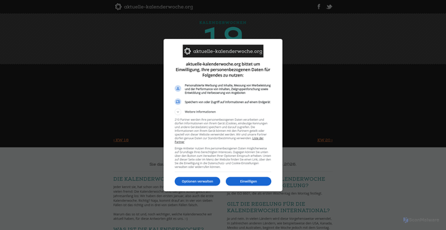 Security scan screenshot of https://www.aktuelle-kalenderwoche.org