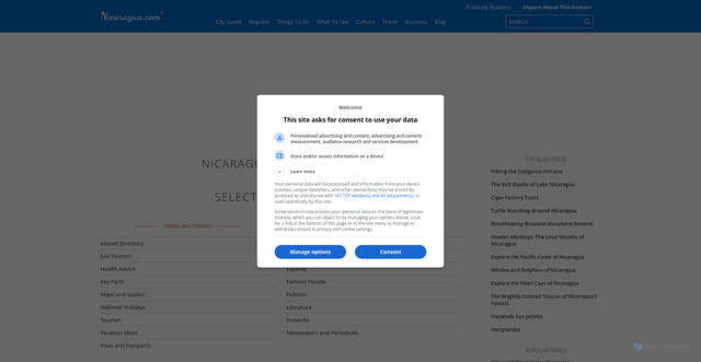 Security scan screenshot of https://www.nicaragua.com/