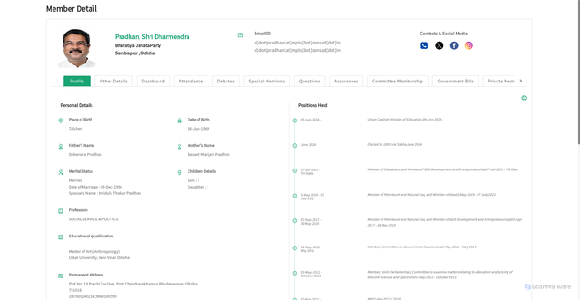 Security scan screenshot of sansad.in