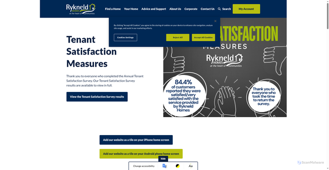Security scan screenshot of https://www.rykneldhomes.org.uk/