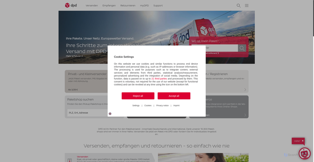 Security scan screenshot of https://dpd.de