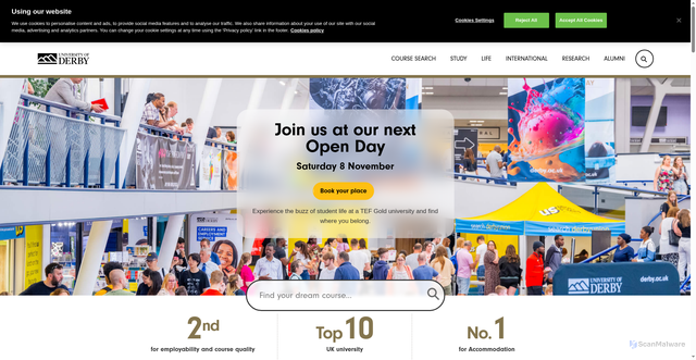Security scan screenshot of https://www.derby.ac.uk/