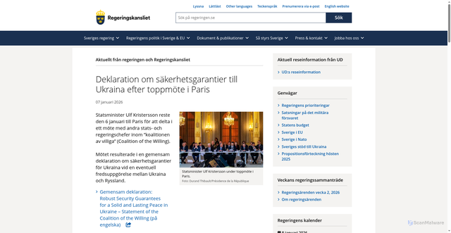 Security scan screenshot of https://www.regeringen.se