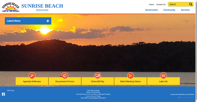 Security scan screenshot of https://sunrisebeachmo.gov/