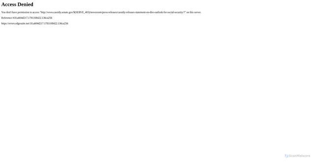 Security scan screenshot of https://www.cassidy.senate.gov/newsroom/press-releases/cassidy-releases-statement-on-dire-outlook-for-social-security/