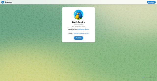 Security scan screenshot of https://t.me/BirdsEmpireBot?start=854882