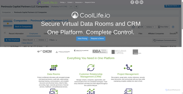 Security scan screenshot of https://coollifecrm.com