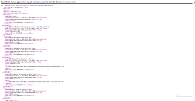 Security scan screenshot of https://cp-marketing-public.s3.us-east-1.amazonaws.com