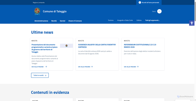 Security scan screenshot of https://www.comune.taleggio.bg.it