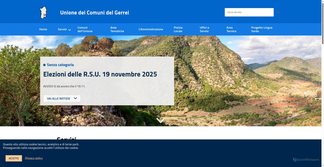 Security scan screenshot of https://unionecomunigerrei.ca.it/