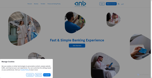 Security scan screenshot of https://anb.com.sa
