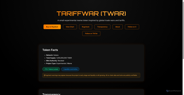 Security scan screenshot of https://tariffwar-5nd2fiwfys.edgeone.app/