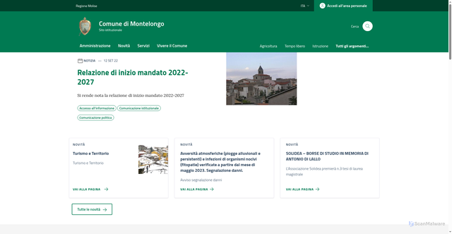 Security scan screenshot of https://comune.montelongo.cb.it/