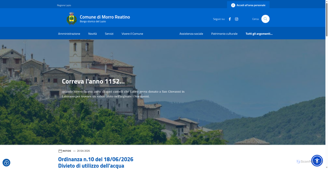 Security scan screenshot of https://WWW.COMUNE.MORROREATINO.RI.IT