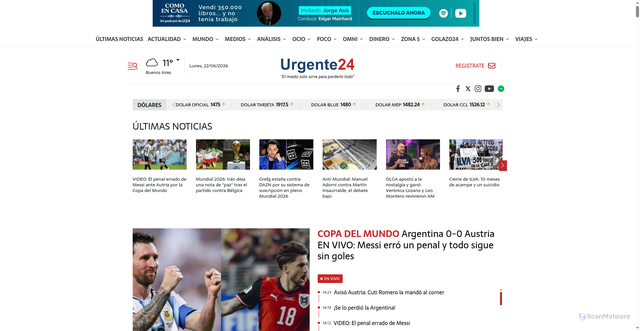 Security scan screenshot of https://urgente24.com/